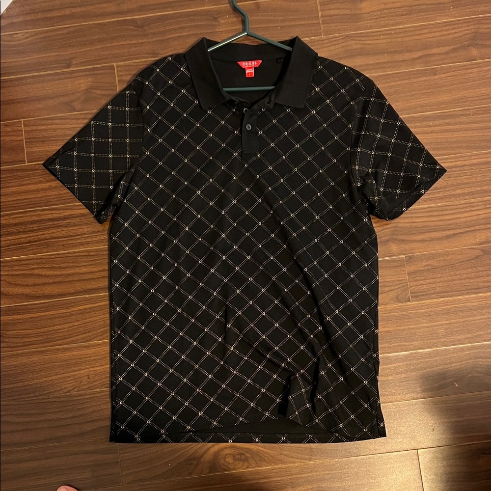 Guess Black Polo Shirt with Checkered Design
